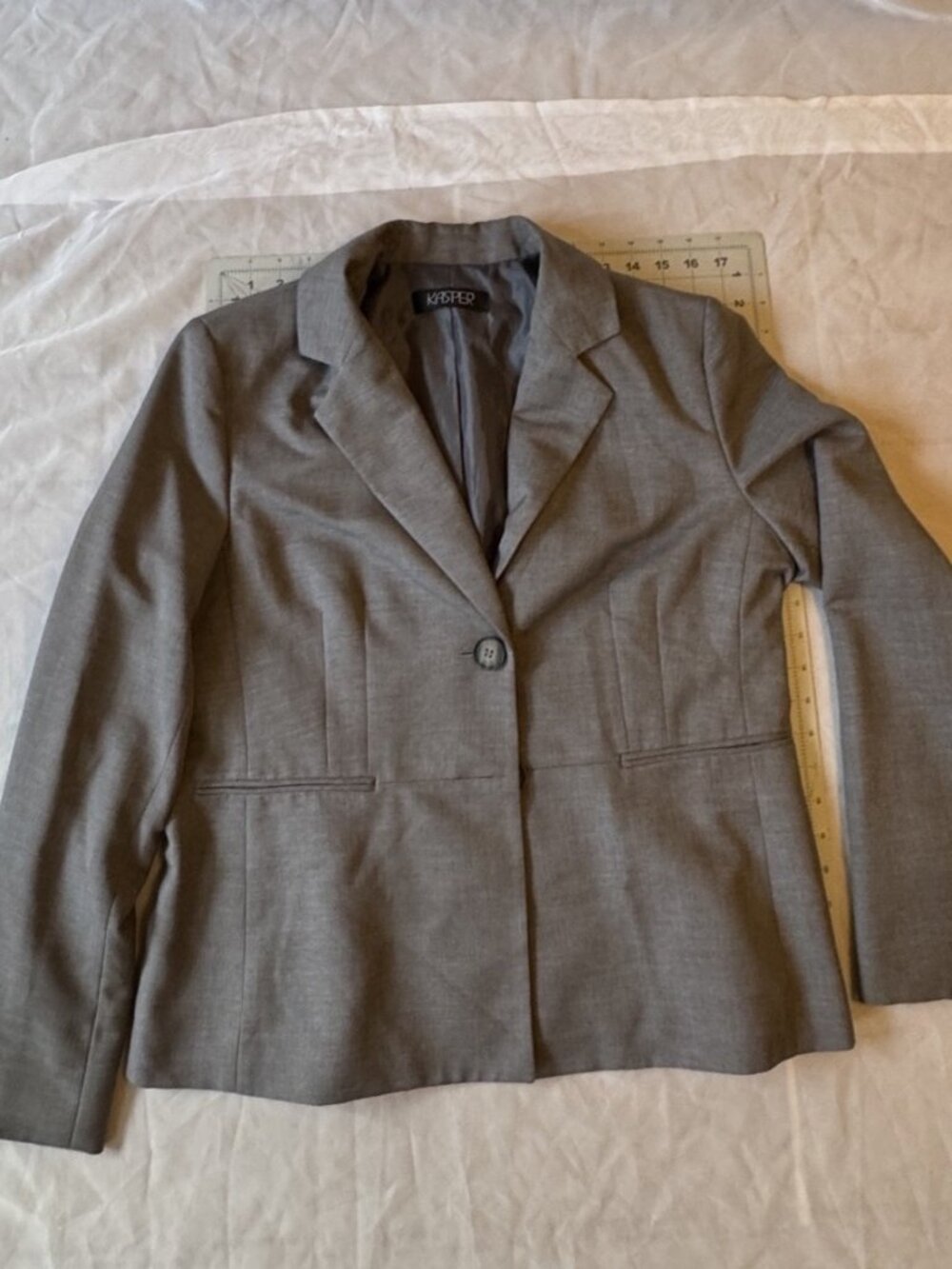 Kasper Gray 2-Button Tailored Lined Blazer Jacket